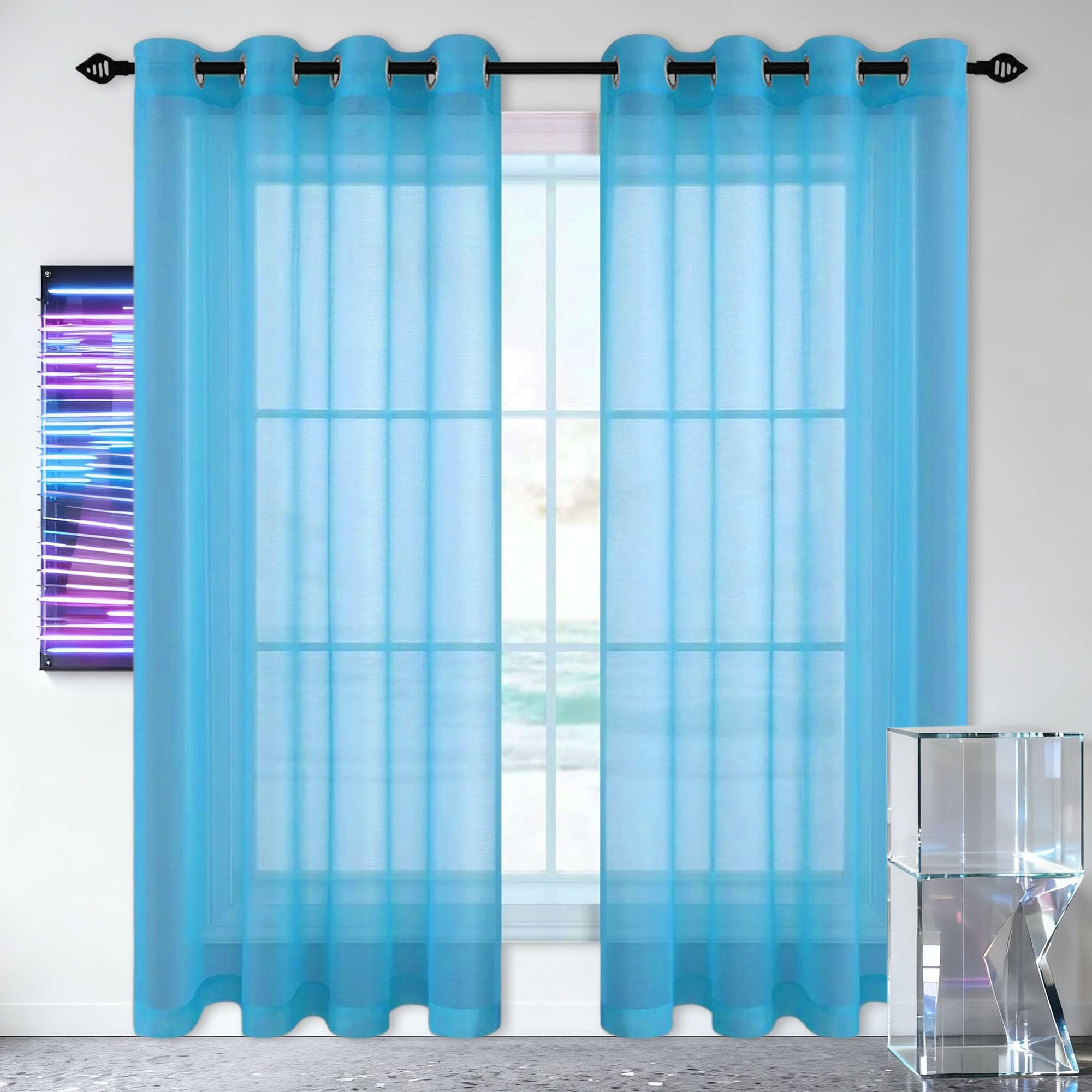 Voilage bleu ciel pour décorer la chambre et illuminer le salon avec douceur