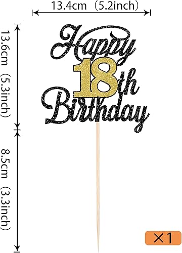 Miniatura 2 de Rsstarxi 1 paquete de 1 decoración para pastel de cumpleaños 18 con purpurina para 18 fabulosas decoraciones de tartas de Hello 18 Cheers to 18