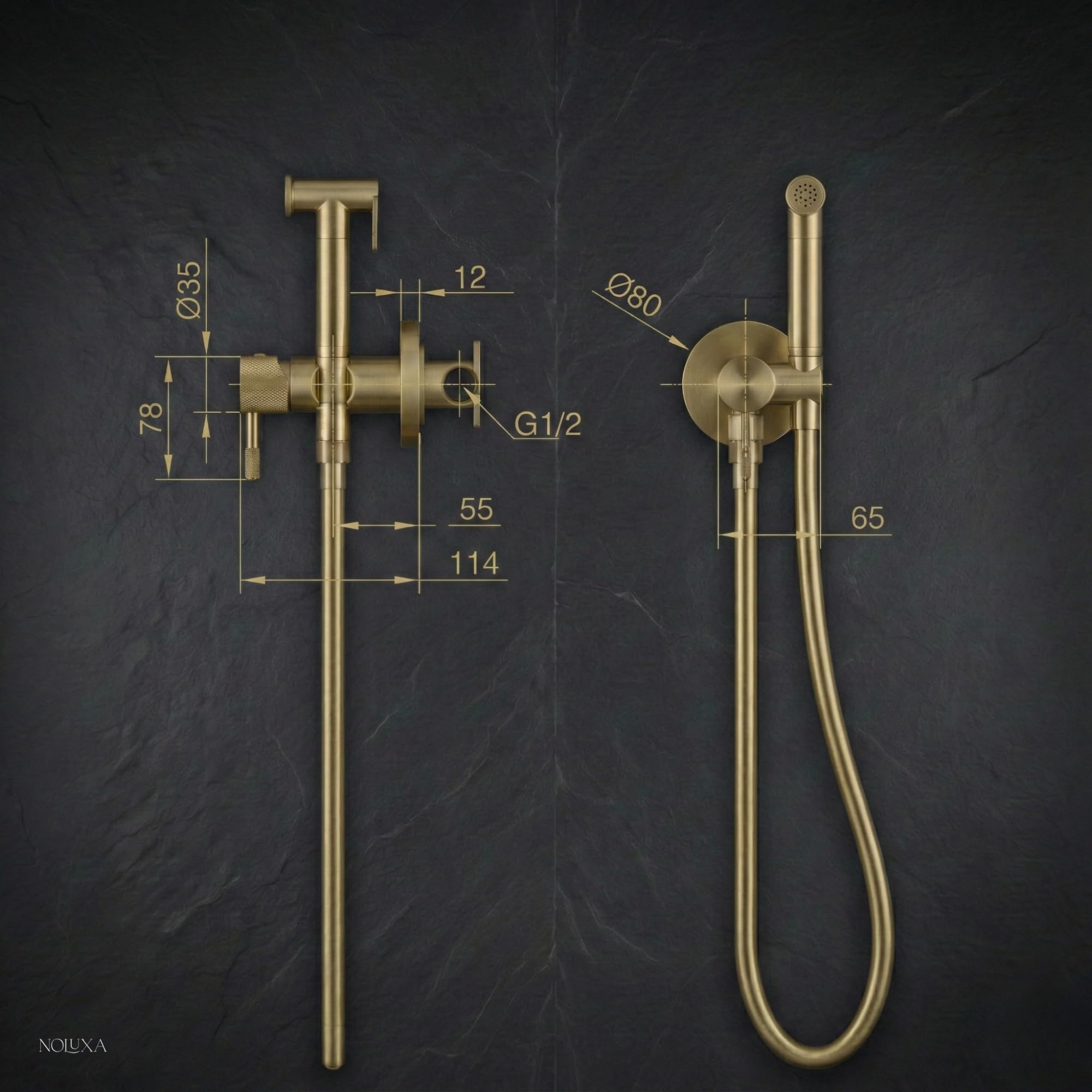 IMEX - Ducha Bidet Agua Fría y Caliente Color Oro Rosa Cepillado | Grifo Bidet Empotrado para WC | Ducha Higiénica Monomando para Inodoro | Grifería Sustituto de Bidé | Serie Line