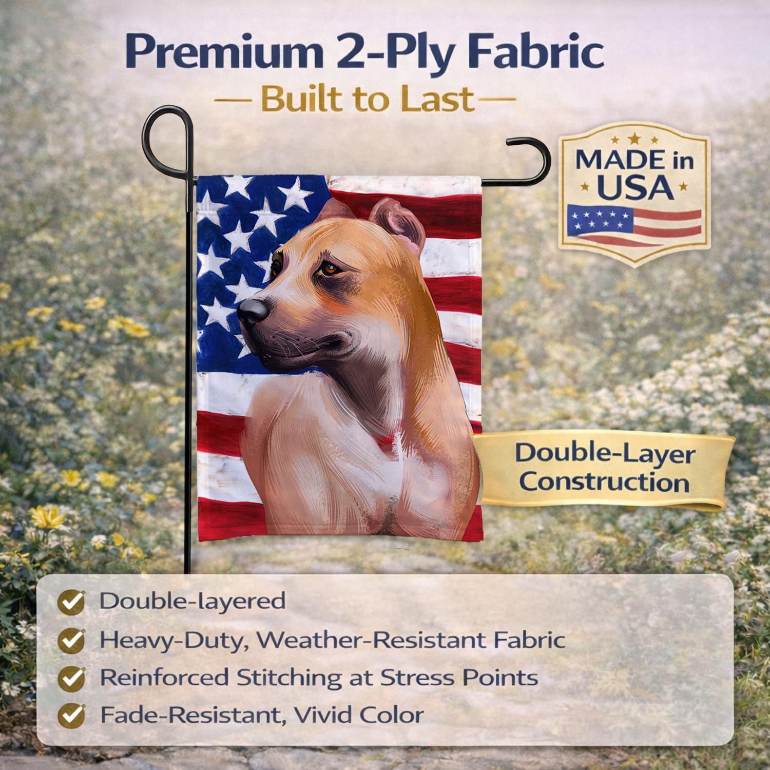 Caroline's Treasures CK6388GF Alano Espanol American Flag Flag Garden Size , Small, multicolor