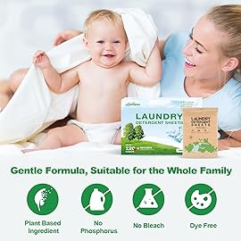 Laundry Detergent Sheet, Eco-Friendly & Hypoallergenic Wash Strips, Natural Ingredients, Ultra-Concentrated, Travel-Ready, No Plastic Jug- Fresh Scent, (120 Loads) 60 Sheets
