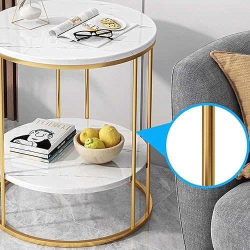 Miniatura 5 de CZDYUF Simple Nordic Light - Mesa de centro de lujo para sofá mesa de esquina mesita de noche dormitorio patrón de mármol mesa redonda pequeña