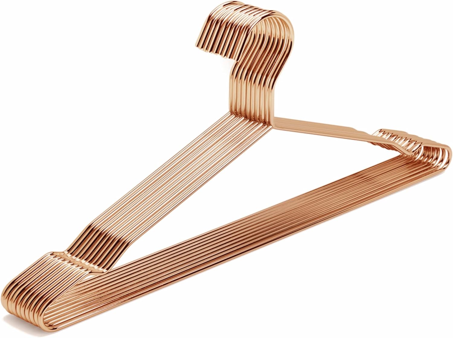 Amber Home 17″ Heavy Duty Real Rose Gold Metal Shirt Hangers 10 Pack