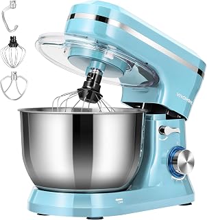 VIVOHOME 4.75 Quart 8-Speed Stand Mixer - Powerful 380W Baking Mixer with Dough Hook, Whisk, Beater & Egg Separator, Blue