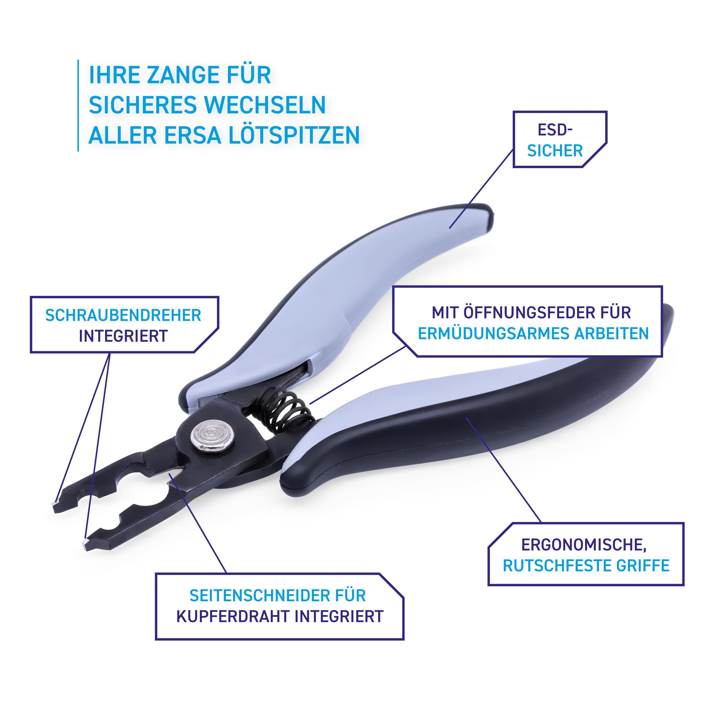 Ersa Zange für Lötspitzenwechsel 3ZT00164 & Messing-Reinigungsbürste zur Lötspitzenreinigung 3ZT00051