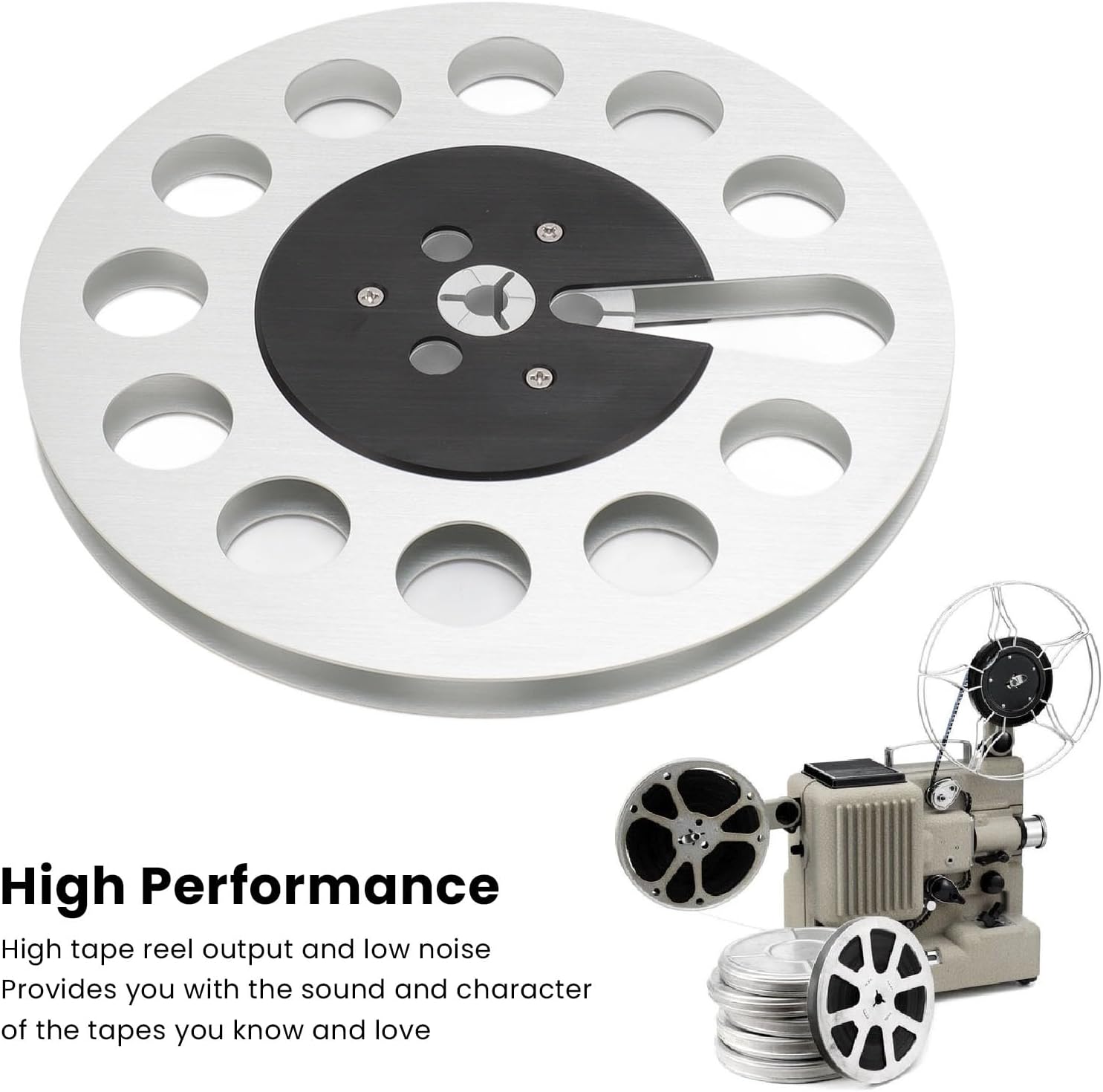 1/4 7 inch empty tape reel, Professional Reel to Reel Tape, 11 Holes Wind Stability Metal Takeup Reel for NAB Recording, Silver Empty Reel