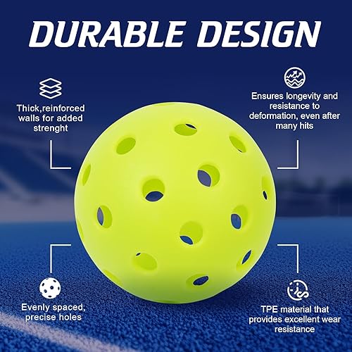 Miniatura 2 de ALANFEI 12-Pack Premium Pickleball Balls -Compliant USAP Approved, 40 Holes OutdoorIndoor Pickle Balls Perfectly Balanced, High Bounce True Flight,