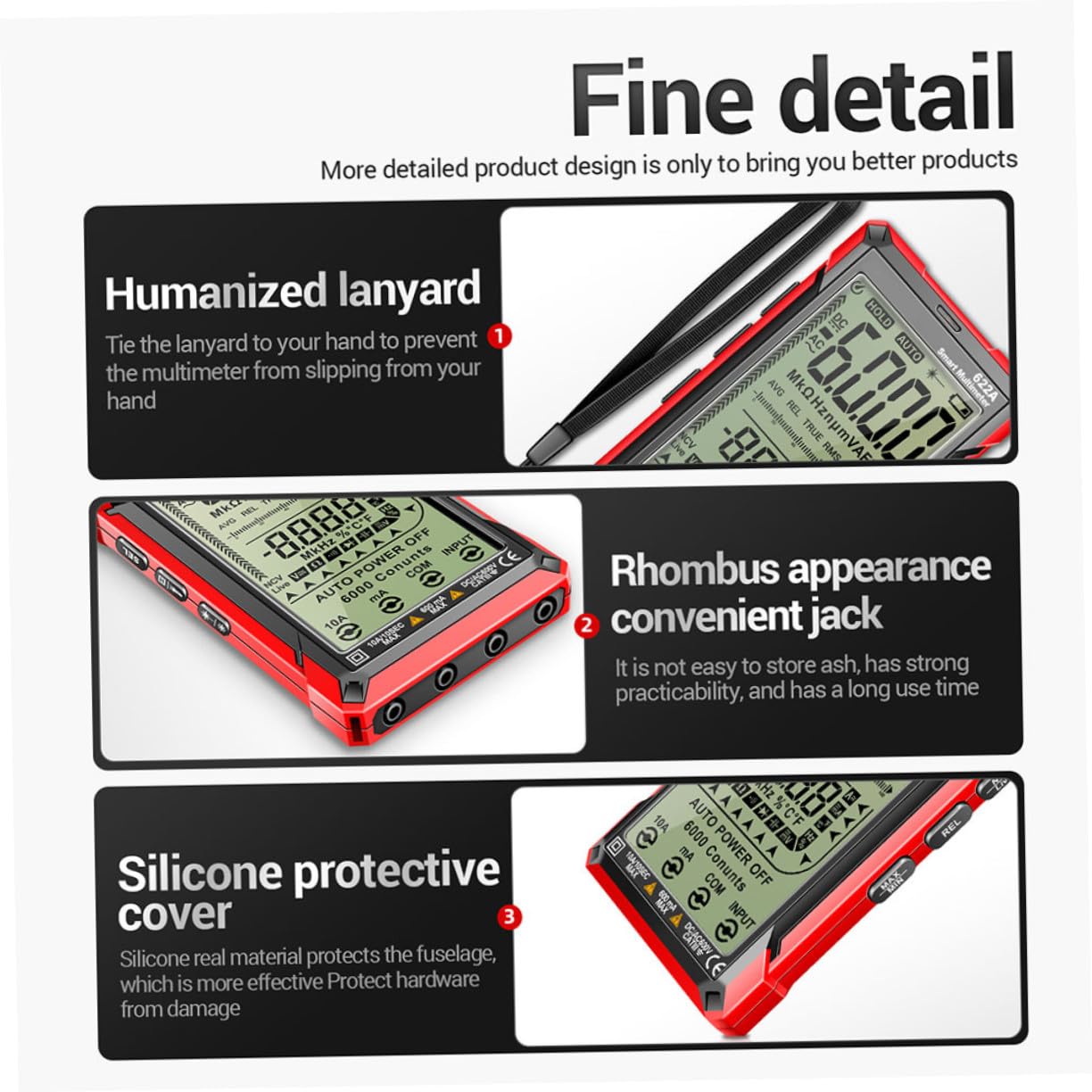 Professional Auto-ranging Digital Multimeter Portable Multi Tester with Ac Dc Voltage Capacitor Ncv Induction Measurement for Electrical Testing and Troubleshooting