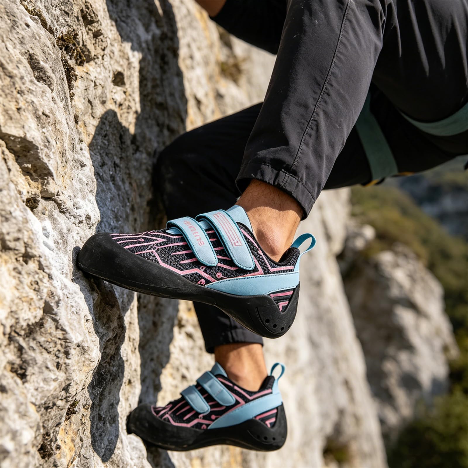 Zapatillas de Escalada para Hombre Y Mujer Nivel Básico para Gimnasio Escalada Deportiva En Roca Ligeras con Doble Correa