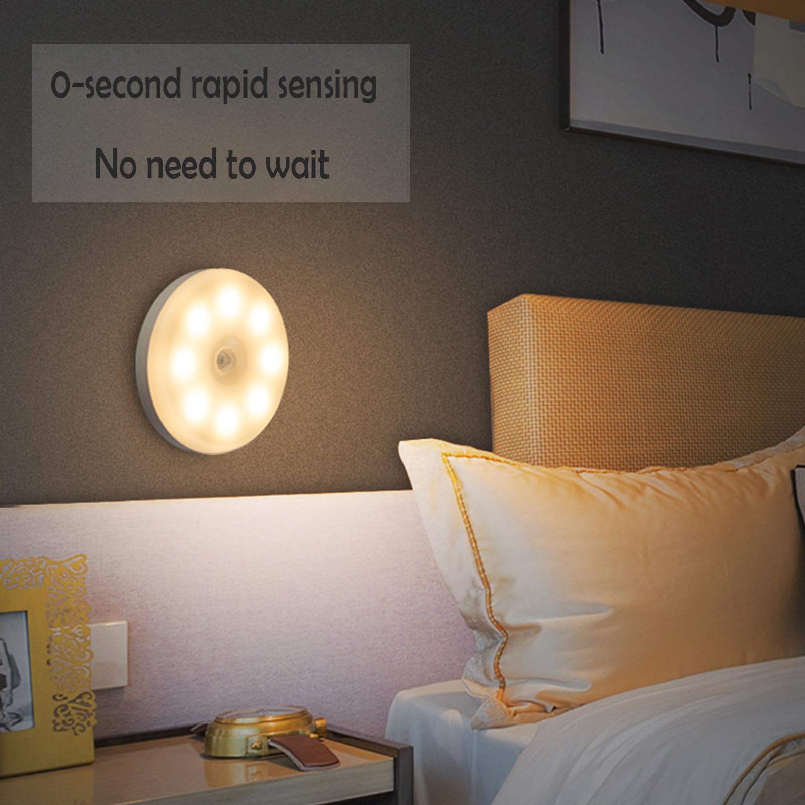 MEgegulo Motion Sensor Night Light, Warm White Indoor USB Rechargeable LED, Stair Magnetic lamp for Cupboard Hallway, Kitchen - Image 2