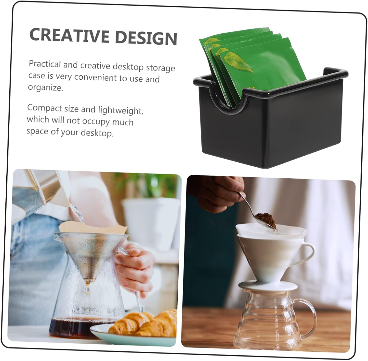 Tea Bag Organizer Premium Storage Case for Tea Bags Sugar Packets Seasonings Compact Design for Home Office Use Easy to Clean Organize