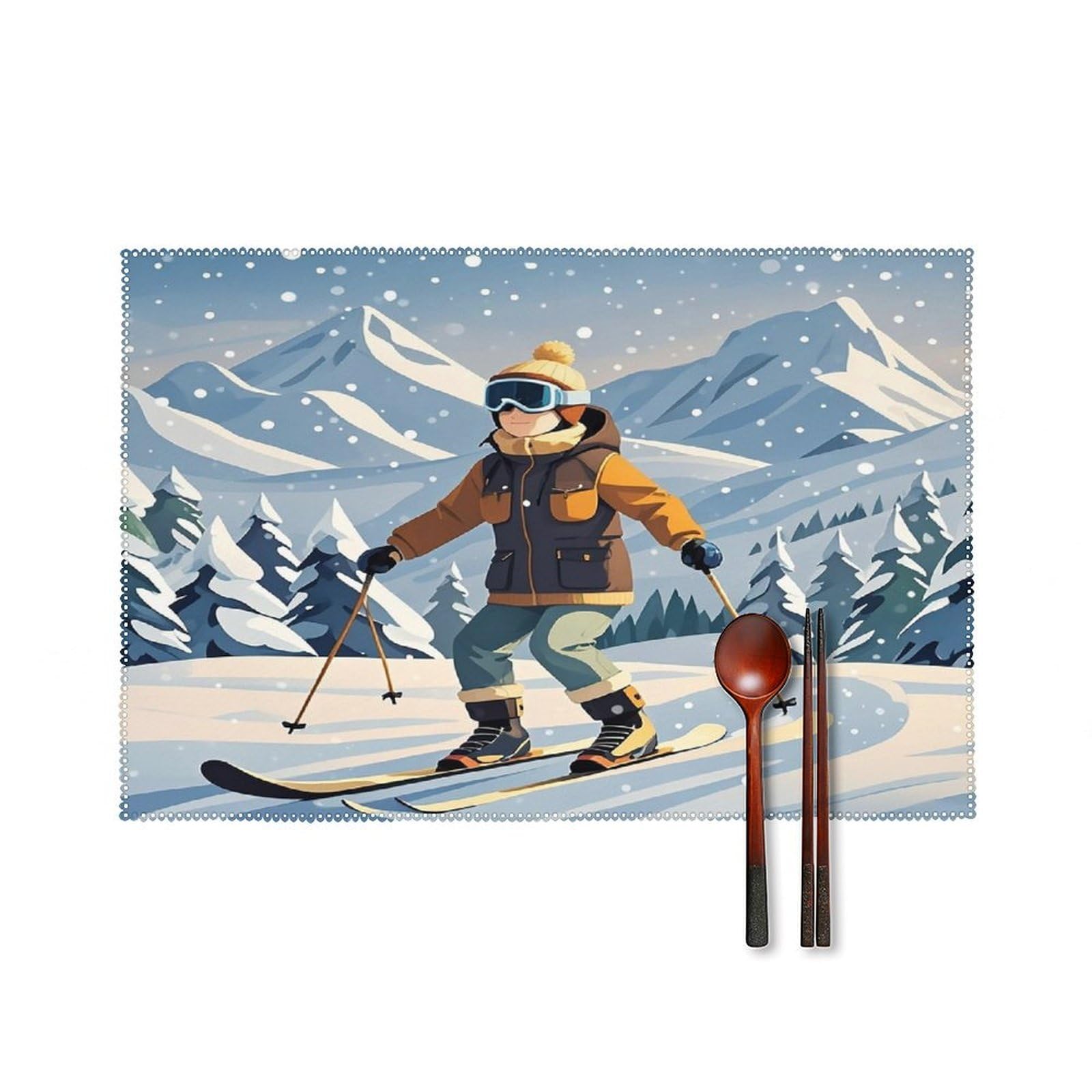Fodpand Style Skiing Theme Placemats Set Of 4 Place Mats Table Mats
