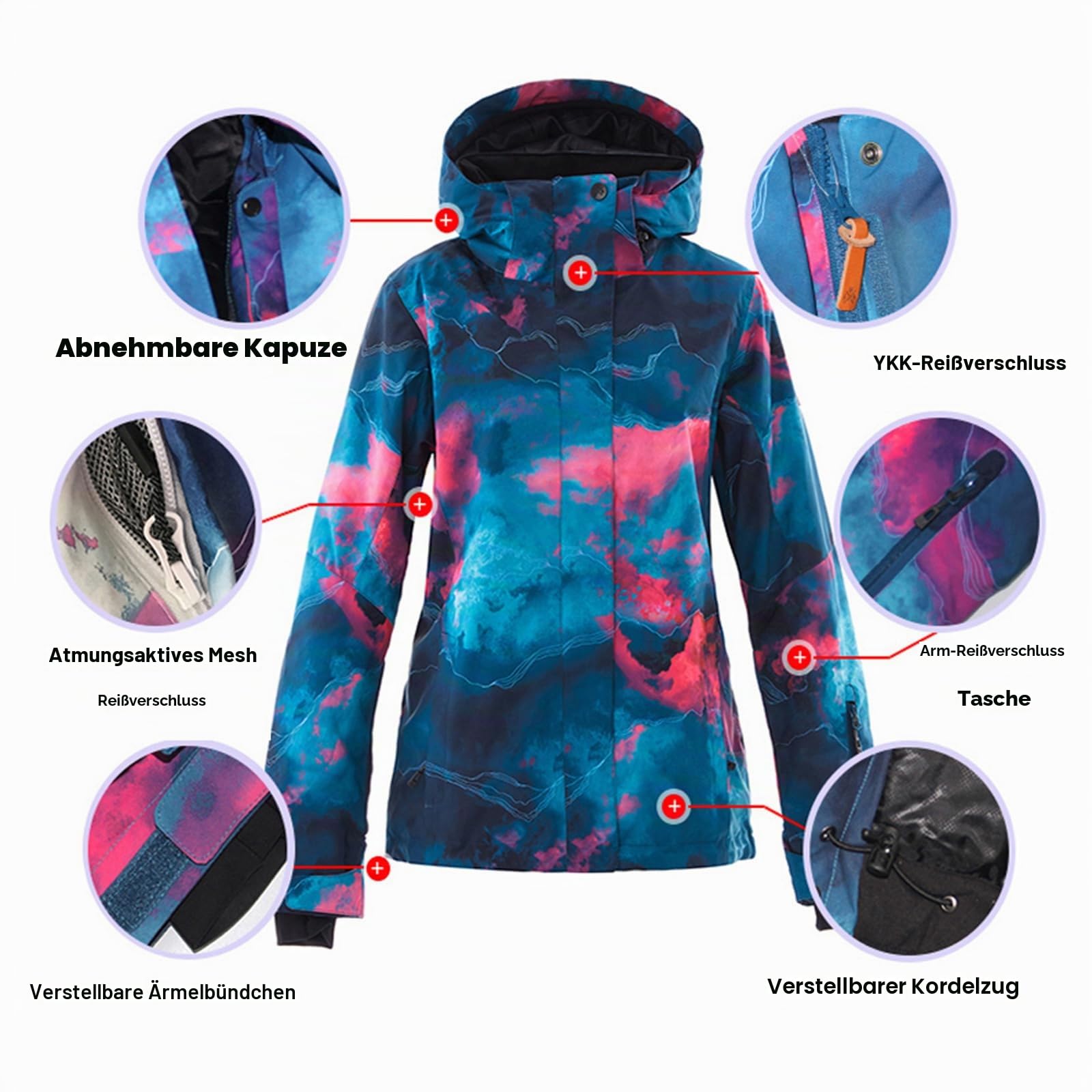 ALSOGO Damen Skianzug Schneeanzug Winddicht Wasserdicht Skifahren Snowboardjacke Trägerhose Set Zum Skifahren Snowboarden Klettern SMNGN+Black L