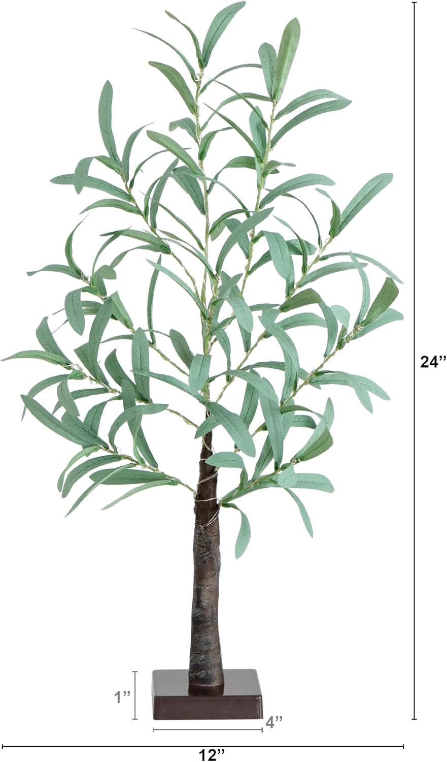 Nearly Natural 2-FT Artificial Olive Tree with 60 Warm White LED Lights, Faux Olive Tree Indoor Home Décor, Pre-lit Fake Tree with Lifelike Fruits and Sturdy Base Stand for Tabletop, Desktop or Floor