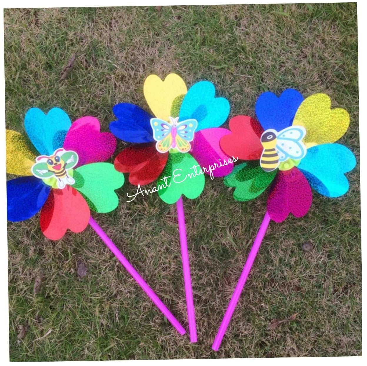 Laxmi Collection 3 Pcs Pinwheel Windmill Toy for Kids Fun Party Favor Return Gifts for Birthday in Bulk Multicolor (Pack of 3)