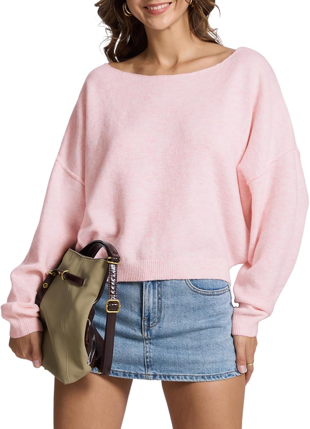 FAlABLE Women's Sweater Off Shoulder & Boat Neck Oversized Long Sleeve Pullover Cozy Knit Fall Winter Casual Tops - Image 6