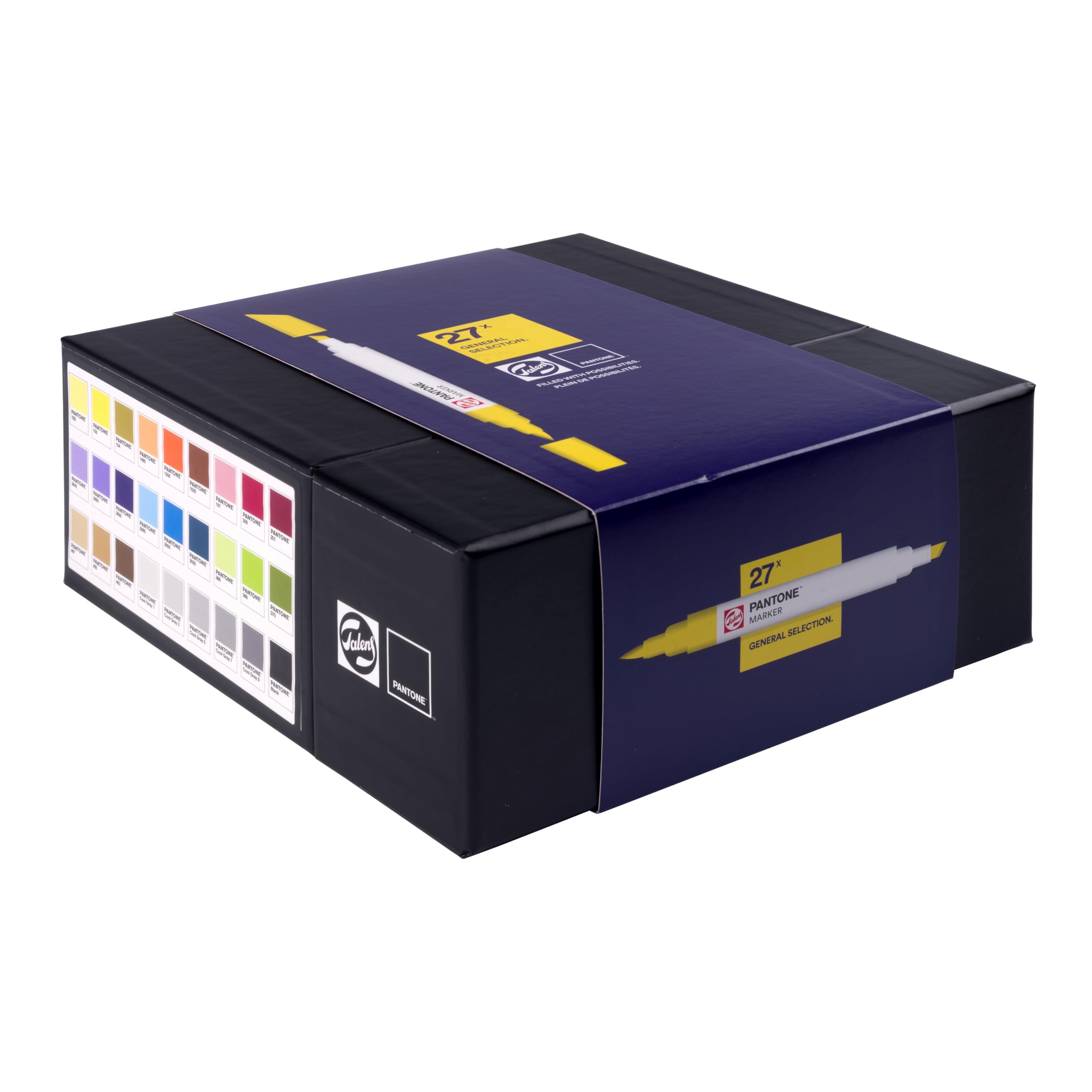 Talens | Pantone Marker Set de 27 | Rotulador Doble Punta con Punta de Pincel y Cincel | Tinta Pigmentada a Base de Agua en Colores Pantone