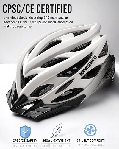 Miniatura 2 de KINGBIKE Casco ligero y cómodo para adultos y jóvenes con luz trasera LED de seguridad  visera desmontable mochila de almacenamiento de casco para