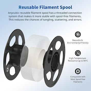 ANYCUBIC PLA Filament 1.75mm Bundle, 3D Printer PLA Filament 1.75mm Dimensional Accuracy +/- 0.02mm, 1KG Reusable Spool (2.2 lbs), 2KG Black+White