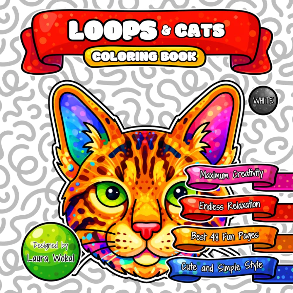 LOOPS & Cats Coloring Book: Endless Relaxation with Cute and Simple Cartoon Style