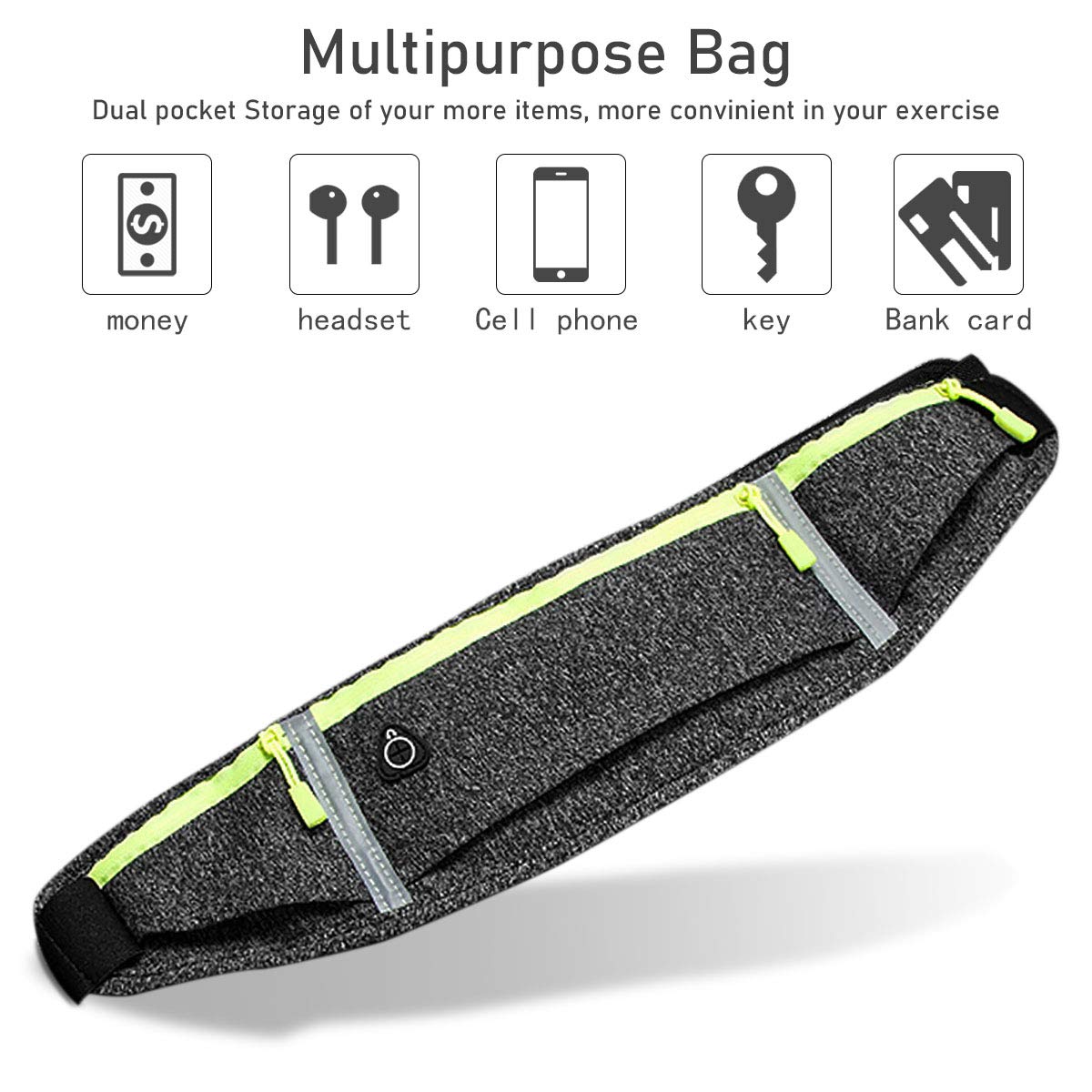 Sports Waist Pack - Ultra Slim Fitness Belt | Running Cycling Hiking Workout Pouch For Phones & Keys
