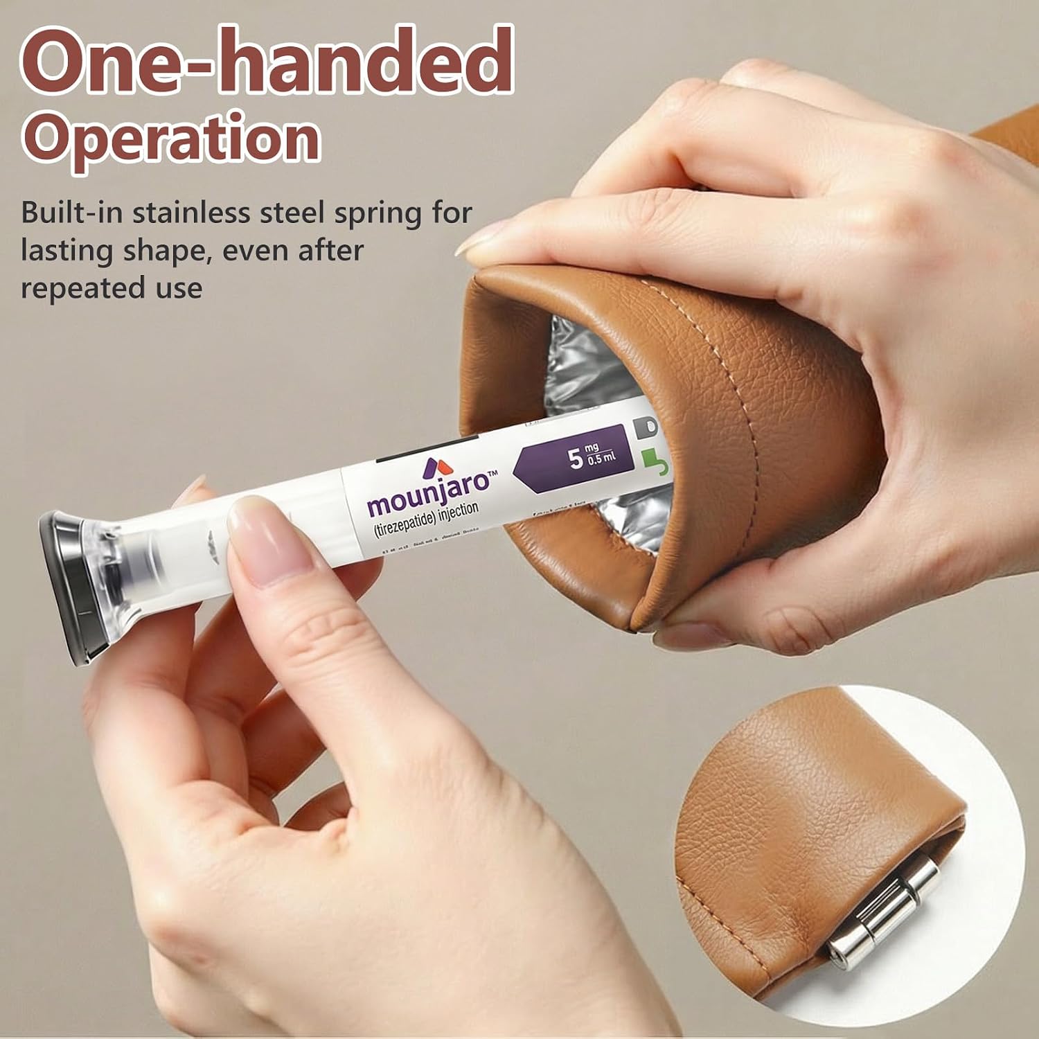 Insulin Cooler Travel Case for 2 Zepbound, Mounjaro & Insulin Pens, Brown image 2