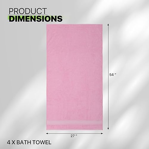Miniatura 2 de Magshion Juego de 4 toallas de baño de algodón suave de secado rápido para baño y dormitorio, color rosa