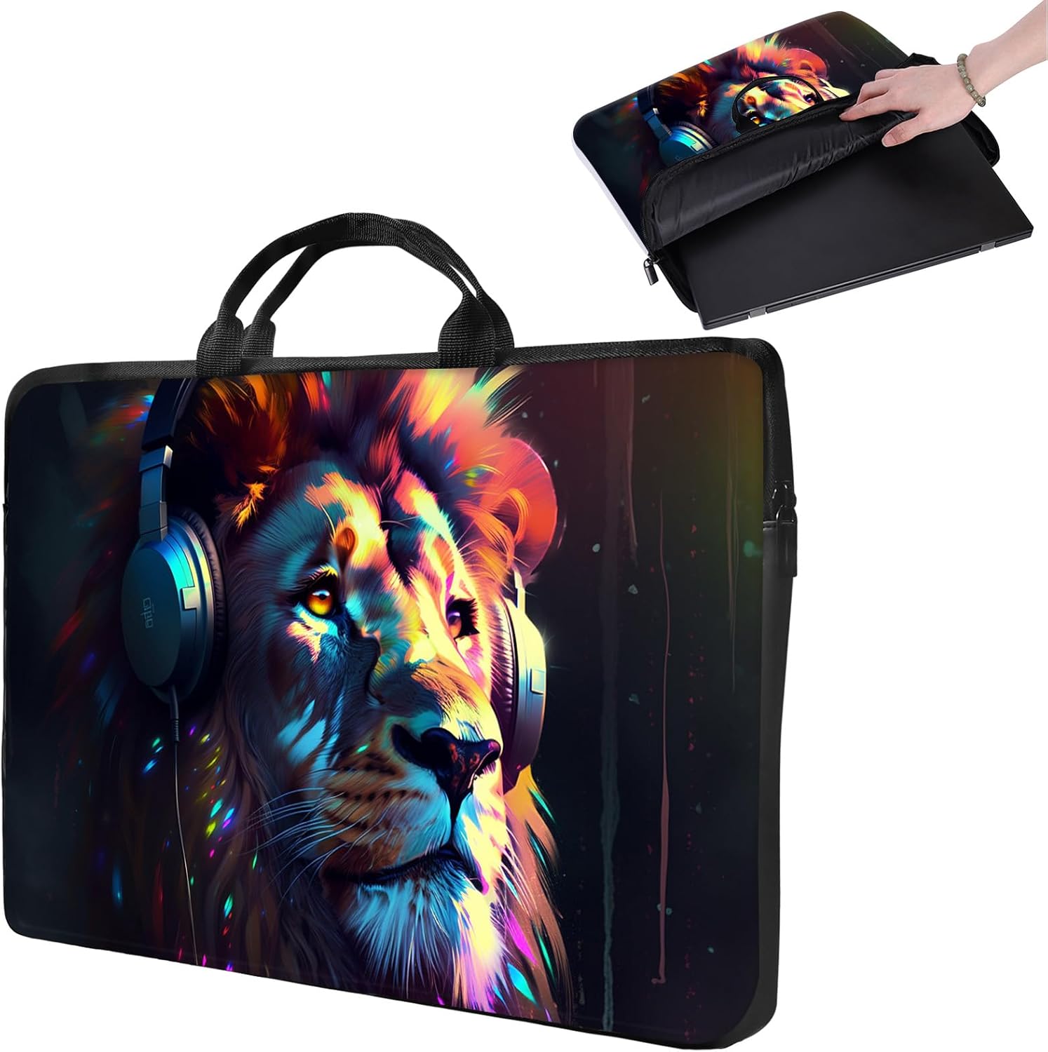Laptop Sleeve 15 inch,14 inch Laptop Sleeve with Handle,Compatible for 14"-15" MacBook/HP/Lenovo/Dell,Paded Computer Sleeve Laptop Carrying Case Bag for Men Women- Deer America Flag Camouflage