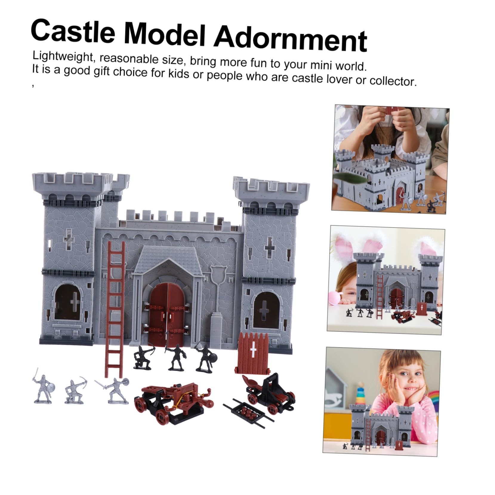 FRCOLOR Modelo de Castillo con Soldados de Plástico Juguete de Montaje DIY para Escena Educativa de Batalla Antigua Material Ecológico y Duradero