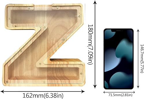 Miniatura 2 de Alcancía de monedas personalizada, juguete de madera con nombre personalizado, letras creativas del alfabeto inglés de veintiséis, caja de ahorro de