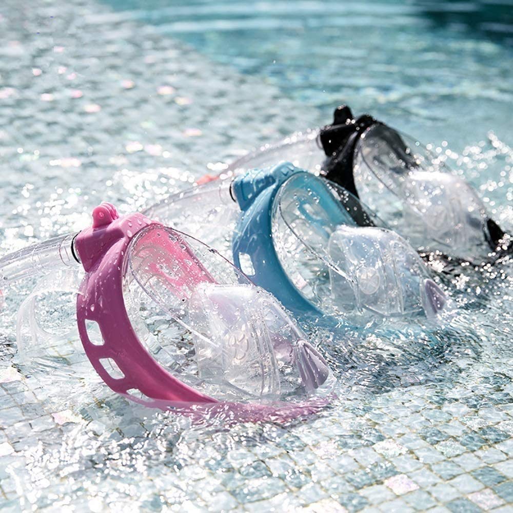 Maschera da Snorkeling Integrale， panoramica a 180 Gradi， Anti-Appannamento， Anti-Perdita， Maschera da Snorkeling per Adulti e Giovani， Molto Adatta per Gli，Black-Small
