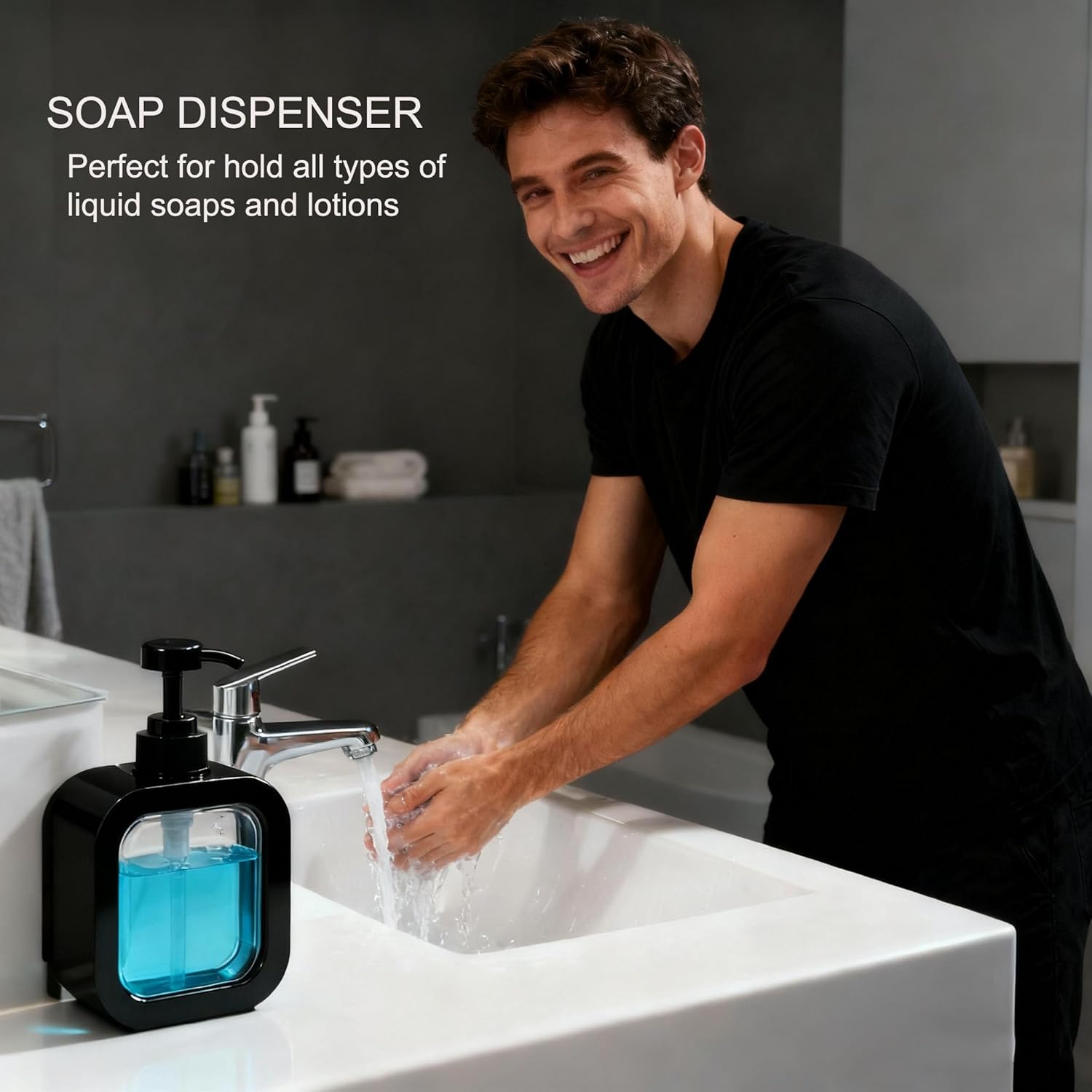 Hand Soap Dispenser with Pump, 10oz 300ml Plastic Soap Dispenser for Bathroom Kitchen, Refillable Shampoo Lotion Dish Soap Dispenser Shower Hand Washing Liquid Bottles - Image 4