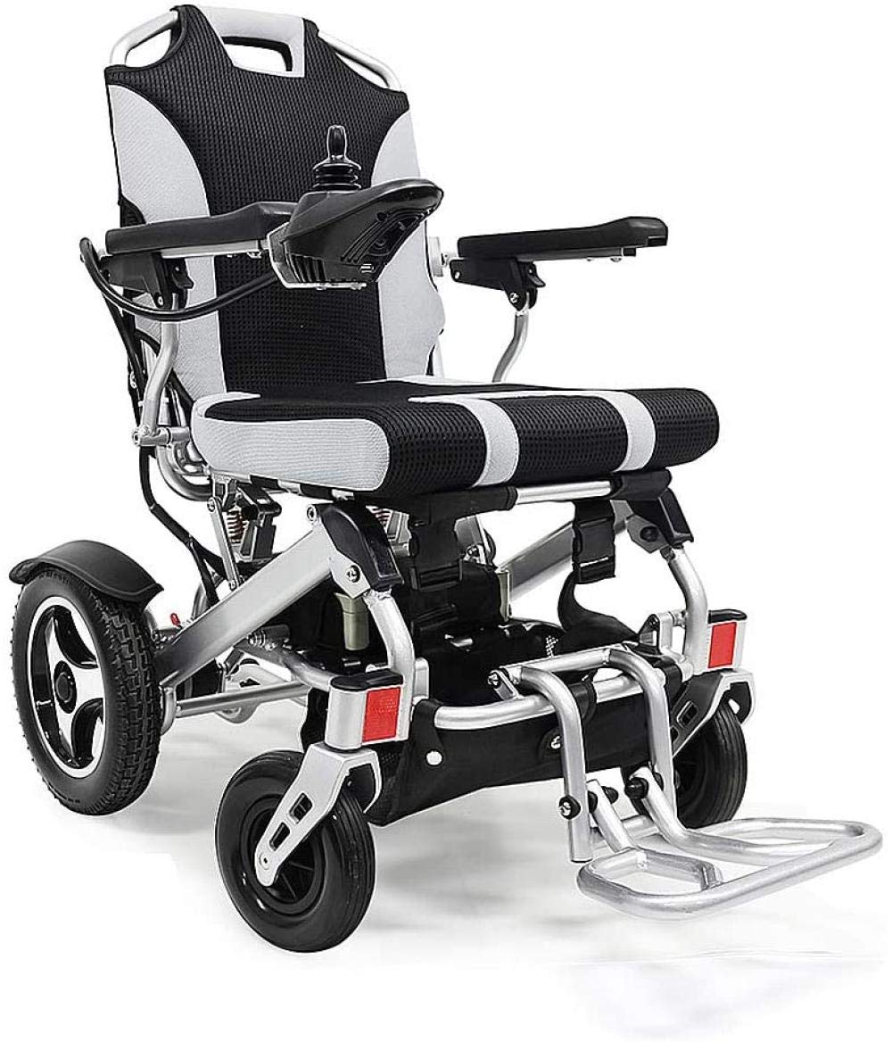 Sillas de Ruedas Eléctricas, Silla de Ruedas Manual Eléctrica Plegable Scooter Mde Aleación de Aluminio Rueda de Neumático de Goma Pararsonas Mayores Discapacitadas