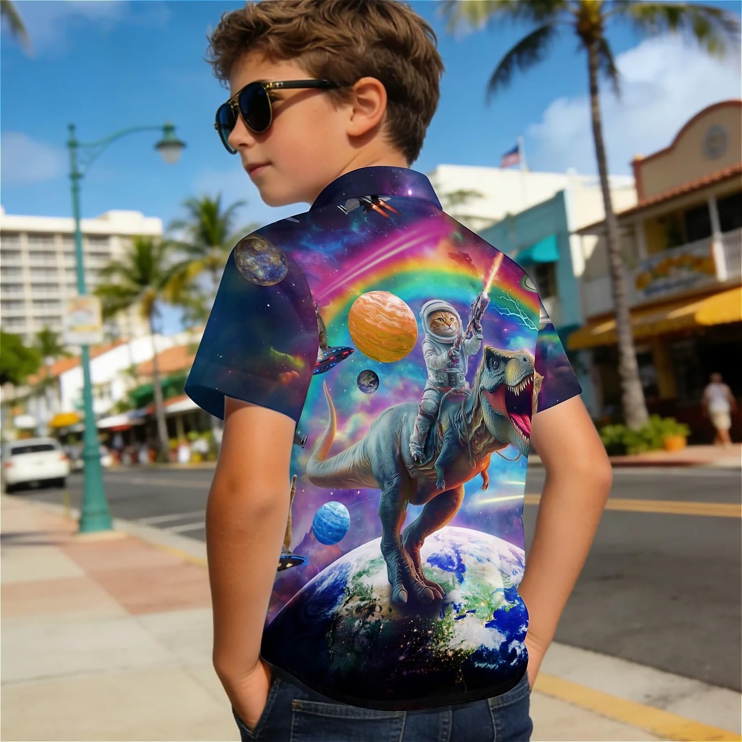 Amasnay Horse Boys Hawaiian Shirts Novelty Printed Funky Short Sleeve Button Down Shirt Kids Aloha Beach Shirt for 3-14 Years