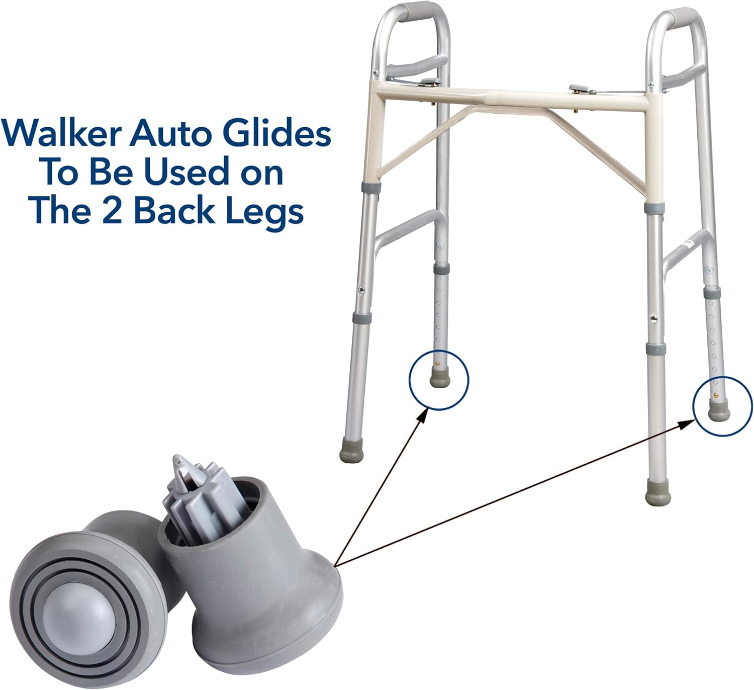 Flаѕh Sаlе Carex Walker Auto Glides, Rolling Walker Glides for Back Legs of a Front Wheel Walker, Fits Most Walkers, Auto-Brakes for Added Safety and Stability