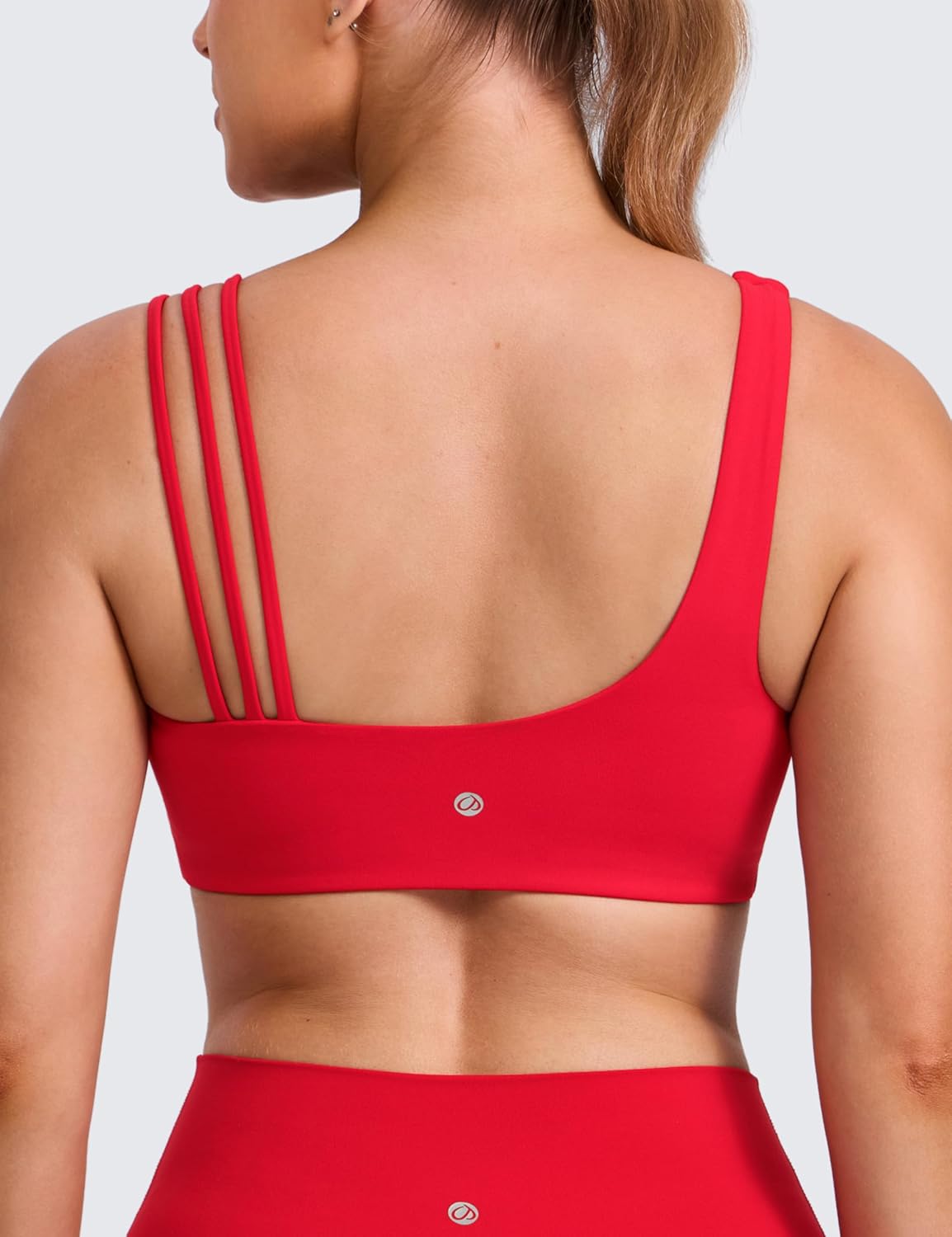 CRZ YOGA Butterlift Asymmetric Straps Sports Bras for Women - Padded Wireless Pilates Workout Gym Crop Top - Image 2