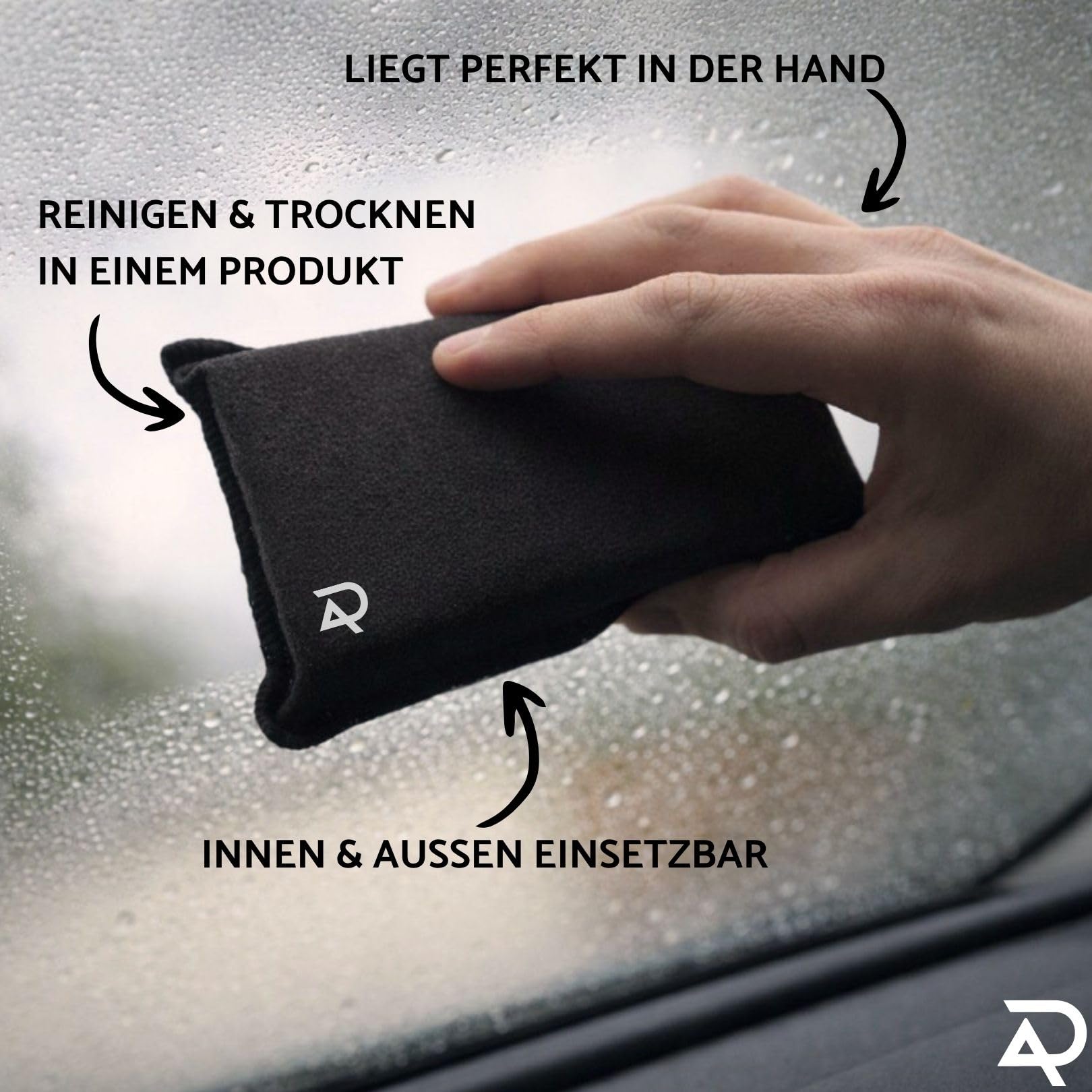 Detailing Mikrofaser Scheibenschwamm Auto 2er Set – Beschlagene Scheiben innen streifenfrei entfernen | 2in1 Reinigen & Trocknen | Saugstark & waschbar | Windschutzscheibe & Seitenfenster