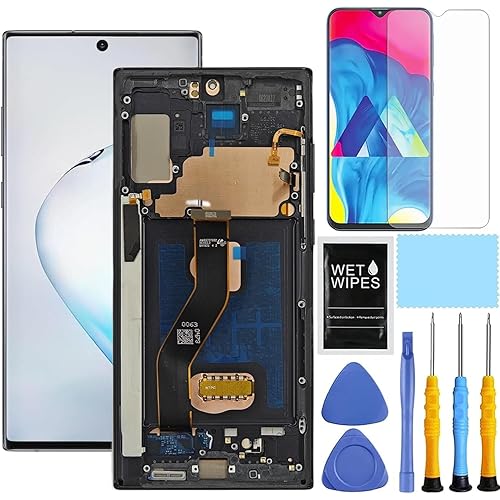 AMOLED for Samsung Galaxy Note 10 Plus Screen Replacement with Frame for Samsung Note 10+ Plus Screen Replacement N975u N975a N975w N9750 LCD Display digitizer Touch Screen with Tools Black