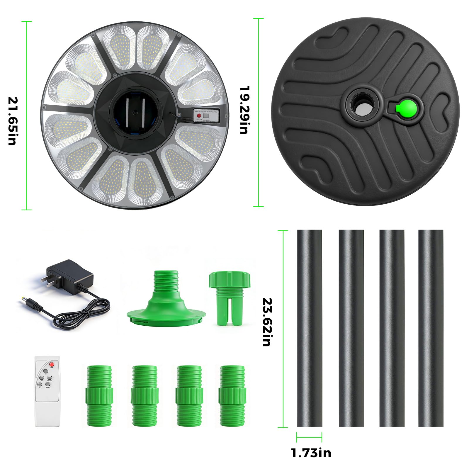 Lampione solare per esterni aretto solare LED 75W luce di sicurezza | con sensore di movimento e palo alto 240cm, base riempibile d'acqua lampade solari per giardino parcheggio cortile garage