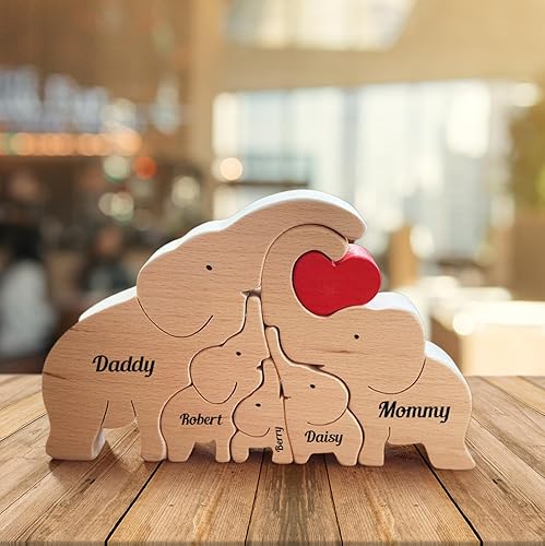 Miniatura 8 de Rompecabezas de madera de elefante personalizable, pieza decorativa de roble para decoración del hogar y miembro reflexivo, 3