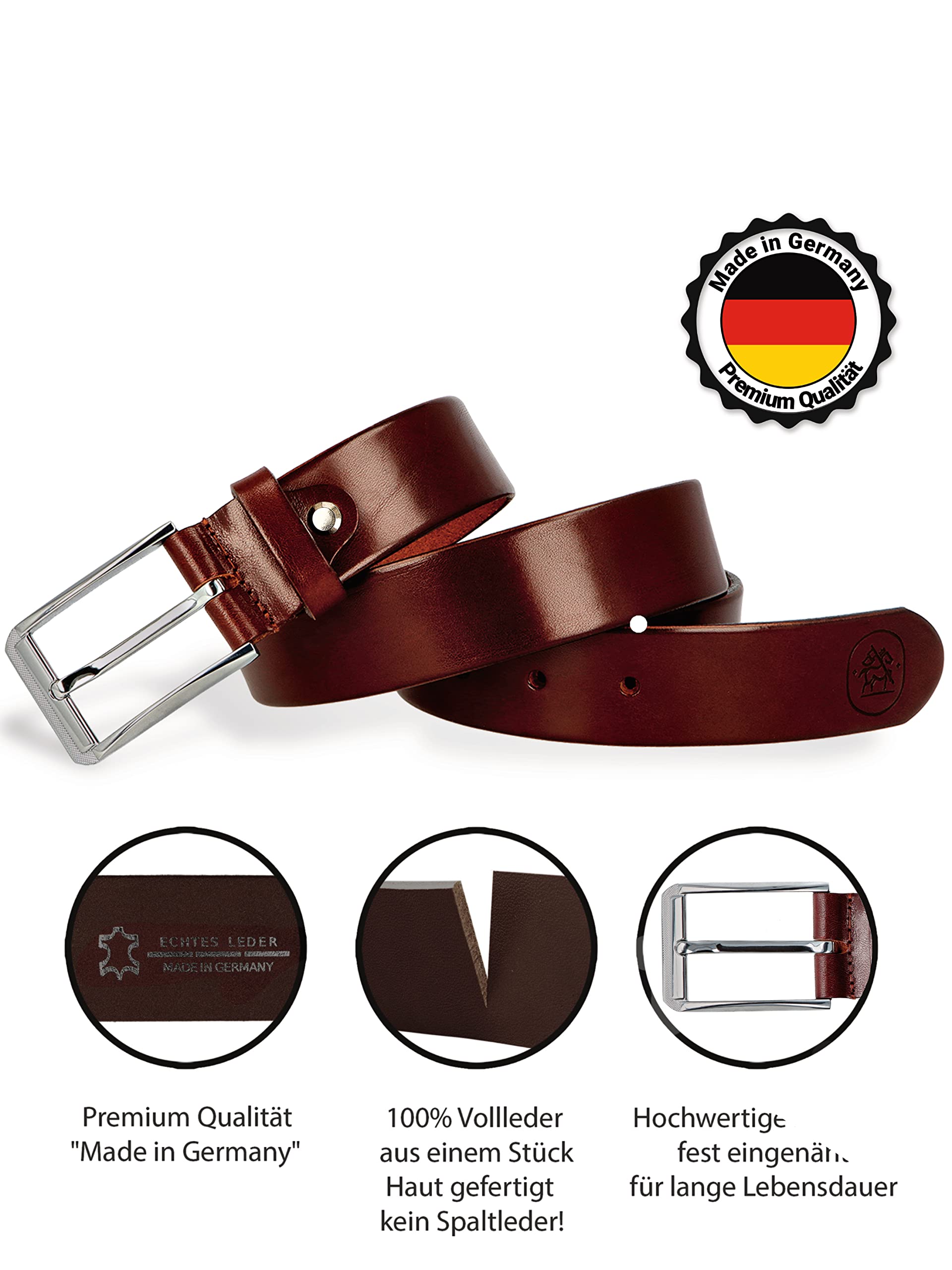 Business Ledergürtel Herren inkl. Geschenkbox Made in Germany - Echt Leder Gürtel Anzug 35mm