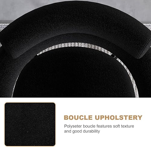 Miniatura 6 de AODAILIHB Juego de 4 sillas de comedor negras con brazos, sillas de cocina Boucle sillas de comedor modernas de mediados de siglo, sillas tapizadas