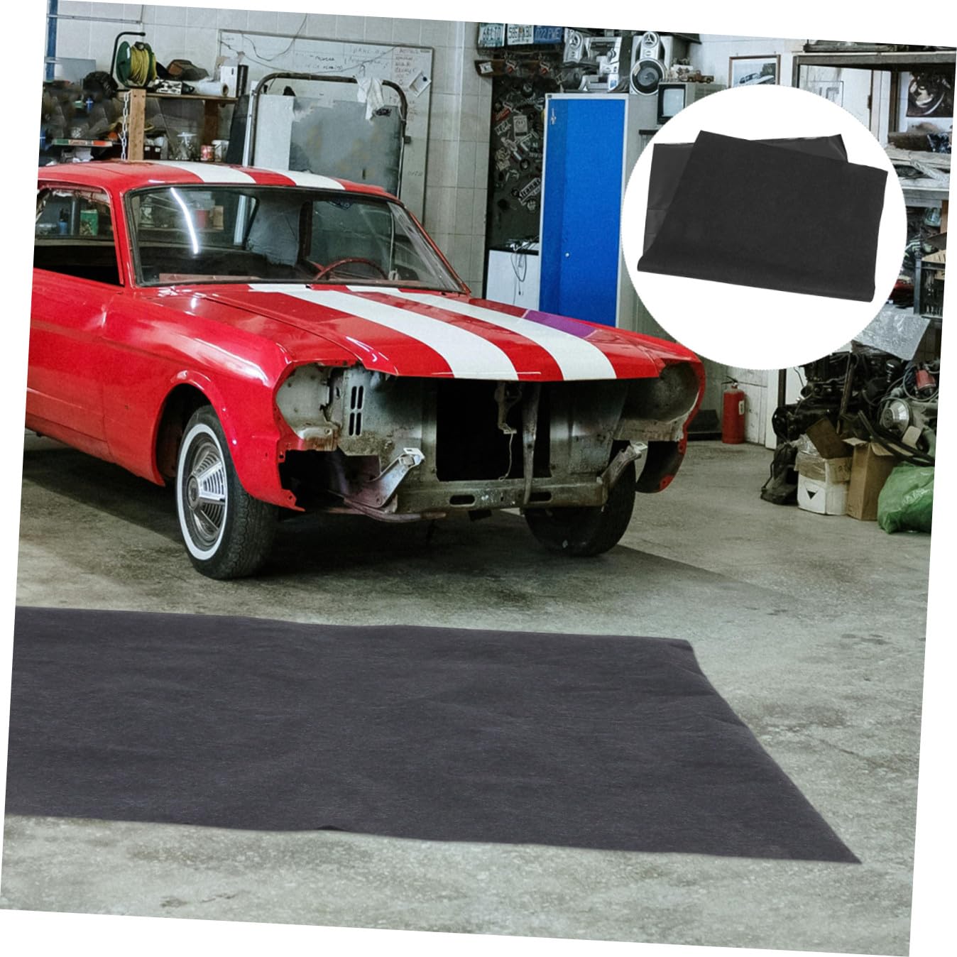 HOMSFOU Tapis de Sol pour Garage en Feutre Noir, Absorbant L’Eau et Anti-Huile, Antidérapant, Protection du Sol pour Garages et Abris