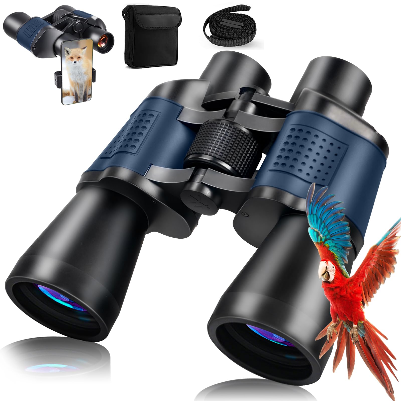 Fernglas für Erwachsene 20x50, HD Ferngläser Kompaktes Wasserdichtes Taktisches Fernglas Professionell, Hohe Auflösung für Vogelbeobachtung, Wandern, Jagd, FMC-Linse Feldstecher mit Smartphone Adapte