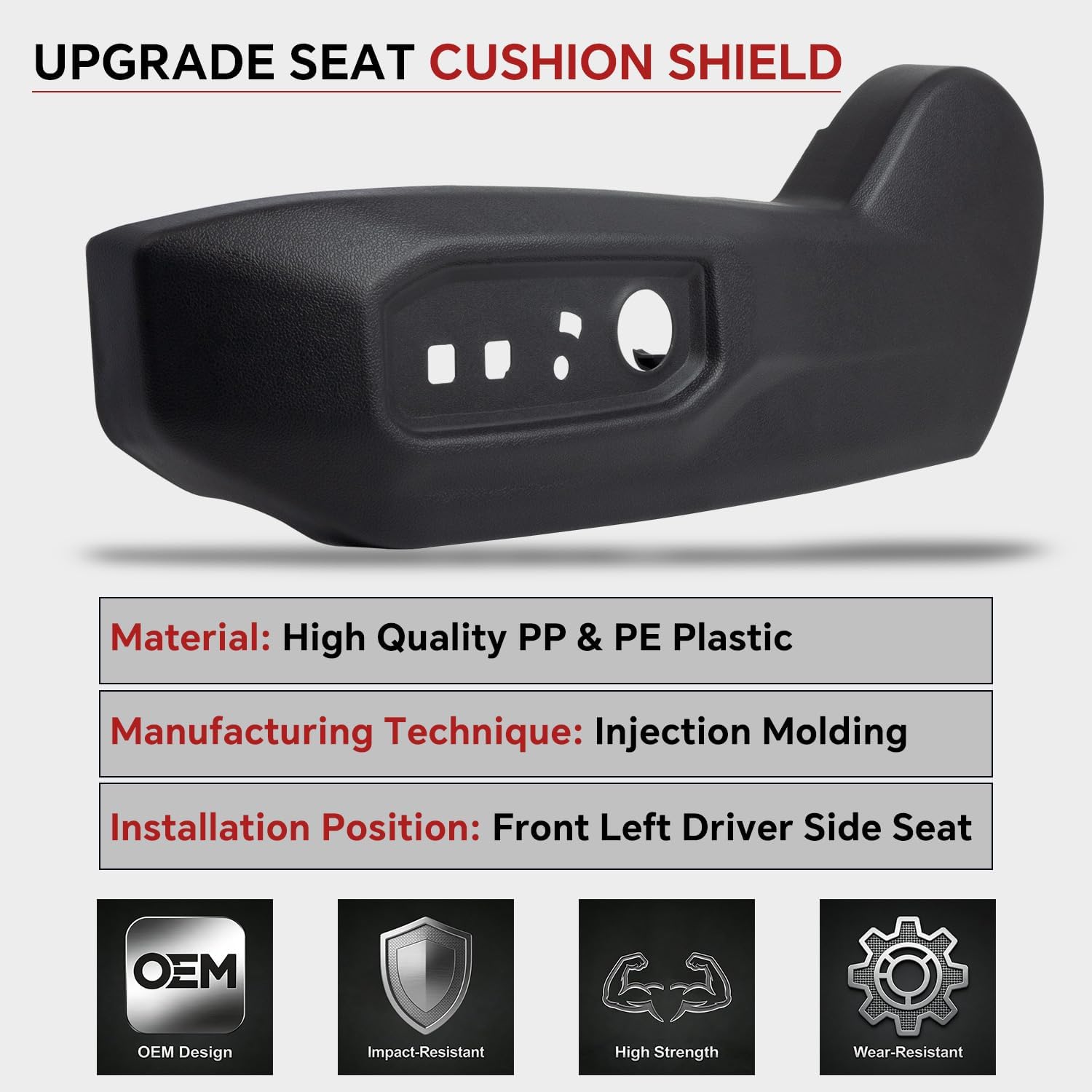 Driver Side Seat Trim Panel Bezel 71812-0C242-C0 Compatible with 2022 2023 2024 2025 2026 Toyota Tundra 2023-2026 Sequoia Recline Cover Seat Cushion Shield