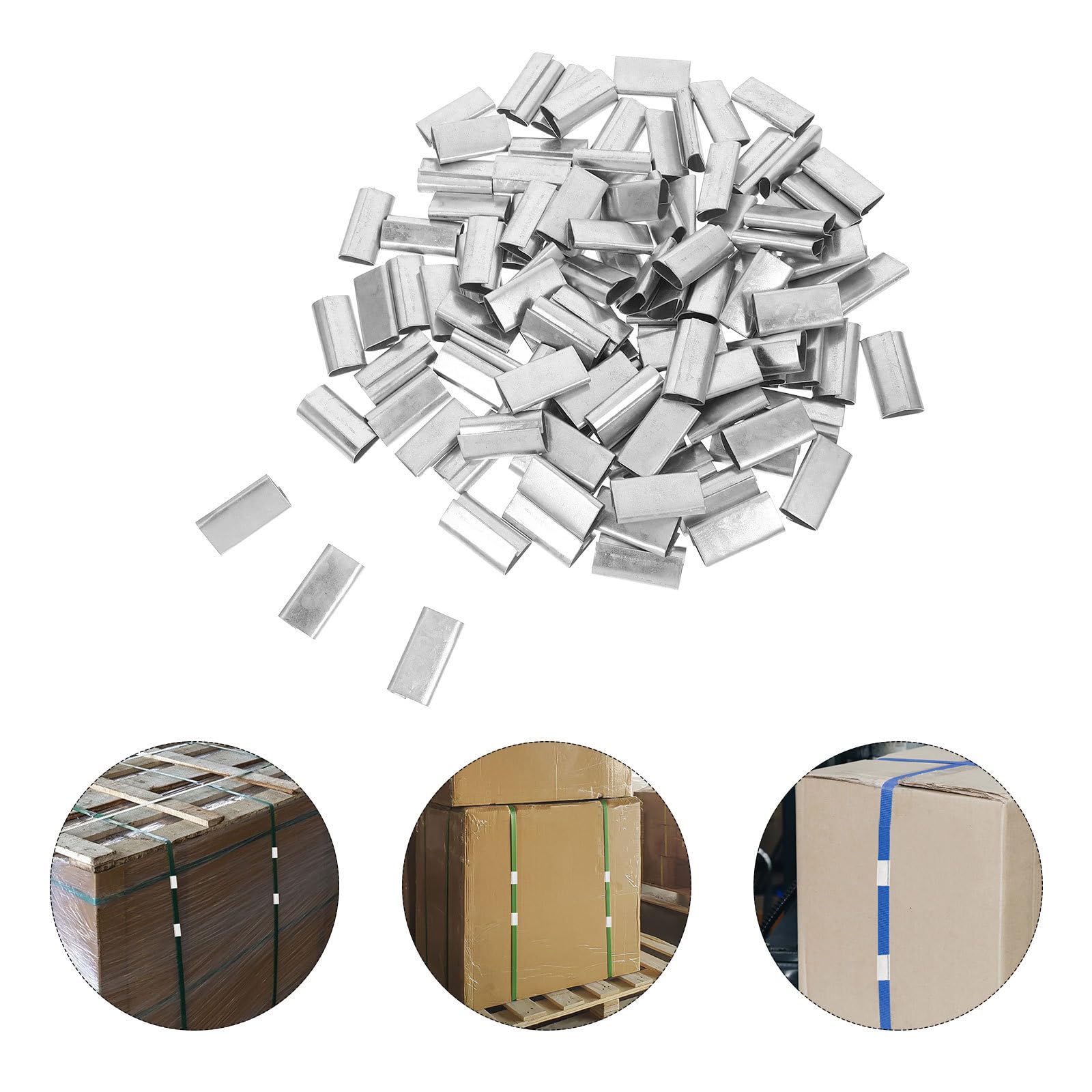 FOMIYES Umreifungssiegel 1kg aus Galvanisiertem Eisen 16mm Breite Gurtclips Silber für Handverpackung und Sichere Paketsicherung