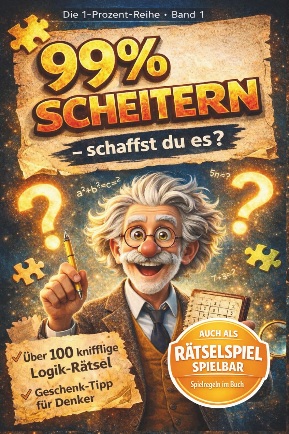 99% scheitern - schaffst du es?: Das Rätselbuch voller Rätsel, Logiktests & Denksport-Aufgaben – Das knifflige Beschäftigungsbuch für Erwachsene | Die ... (Die 1%-Reihe – Rätsel für echte Denker)