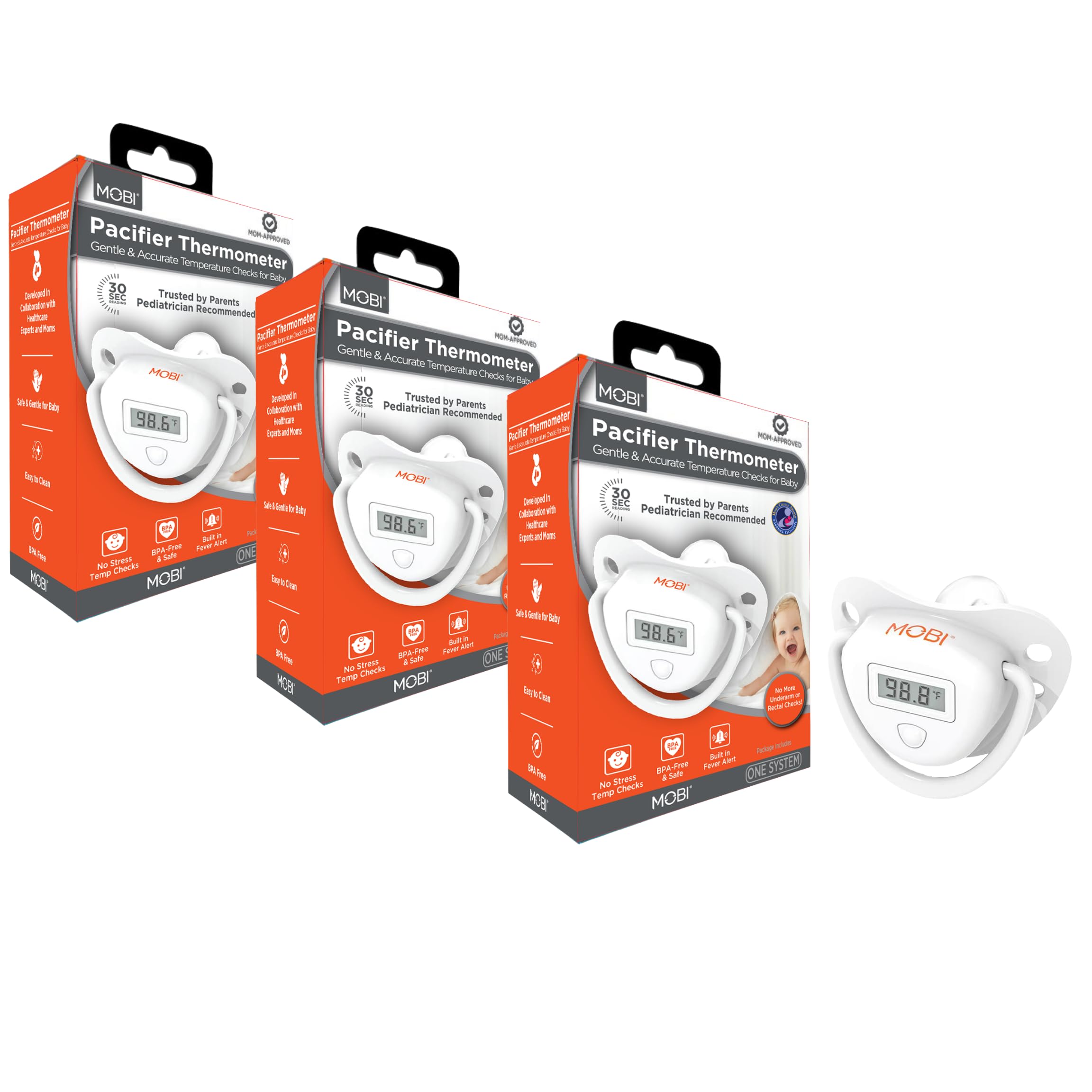 MOBI Lot de 3 thermomètres buccaux numériques pour nourrissons