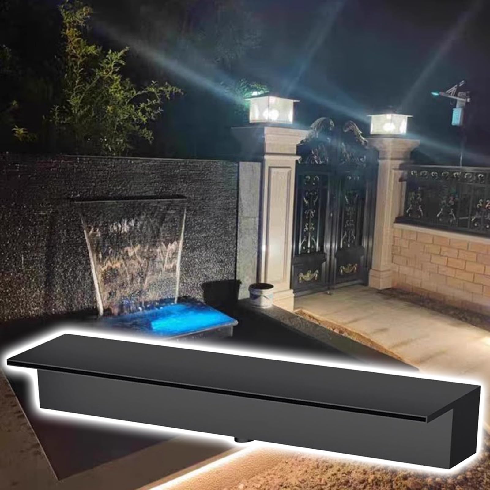 Fontanna basenowa ze stali nierdzewnej 304, odporna na rdzę, do ogrodu, stawów i podwórka, konfigurowalny rozmiar (czarna, 36 cm) - trwała i stylowa