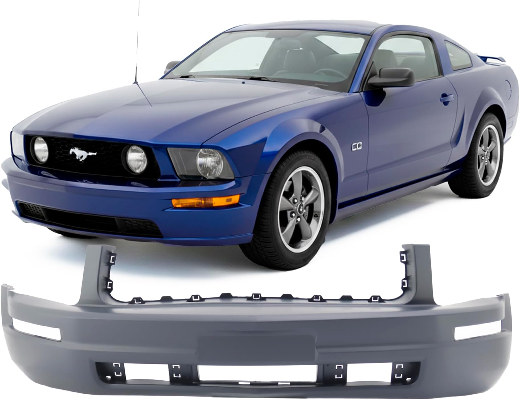 FitParts Compatible with Front Bumper Cover 2005-2009 Ford Mustang V6 Base Convertible Coupe 05-09. New, Primed and Ready for Paint. FO1000574 5R3Z17D957AAA 2006 2007 2008